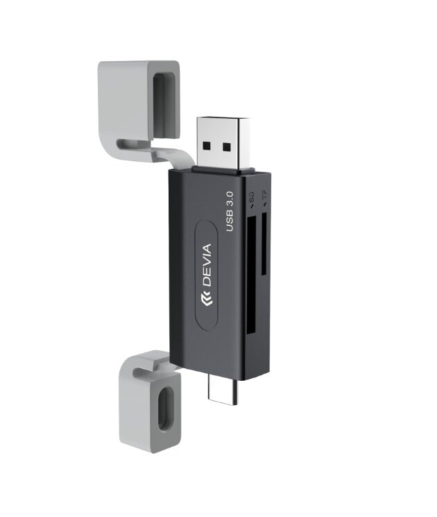 DEVIA Leopard Series USB+Type-C 3.0 To SD/TF 2 In 1 High-Speed Card Reader(NEW)