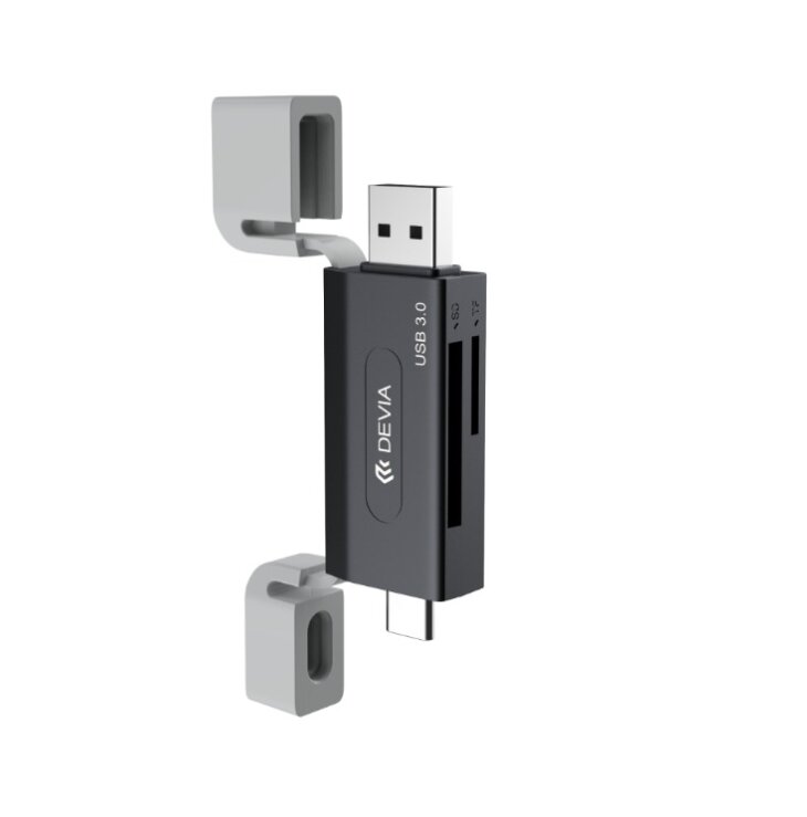 DEVIA Leopard Series USB+Type-C 3.0 To SD/TF 2 In 1 High-Speed Card Reader(NEW)