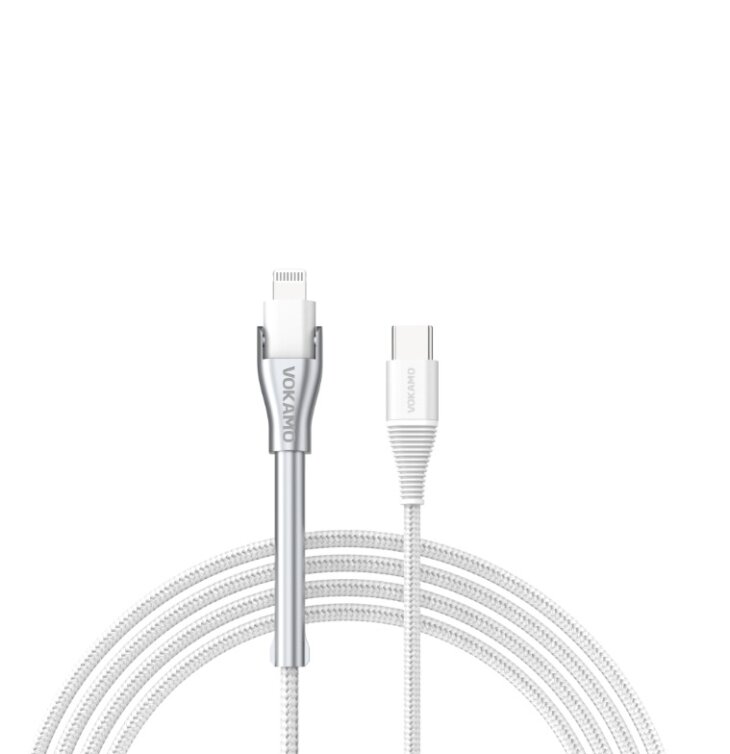 VOKAMO Kirlink Series Stand Type-C to Lightning Cable – White(NEW)