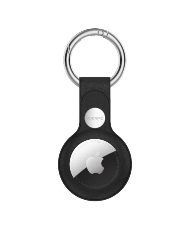 VOKAMO Leather Anti-lost Protector for AirTag-black(NEW)