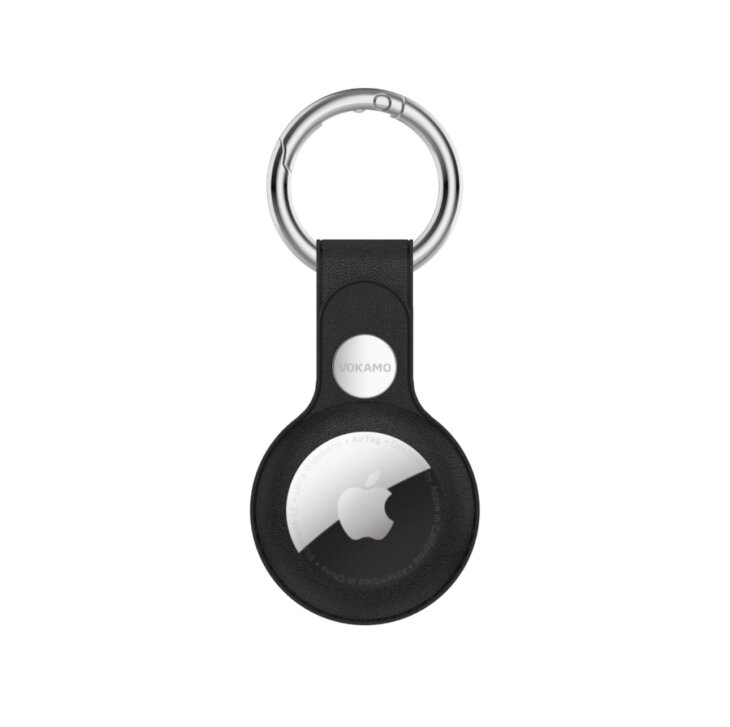 VOKAMO Leather Anti-lost Protector for AirTag-black(NEW)
